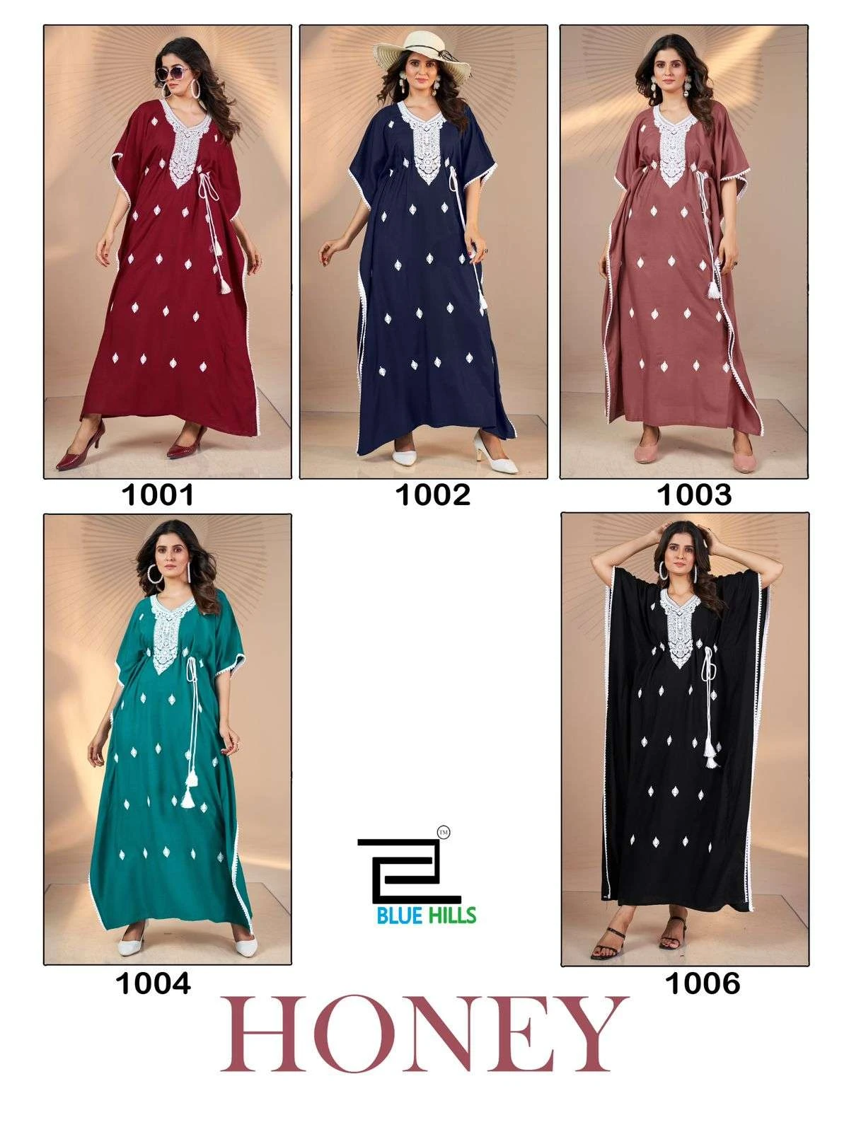 Blue Hills Honey  Rayon Wholesale Fancy Kaftan Catalog